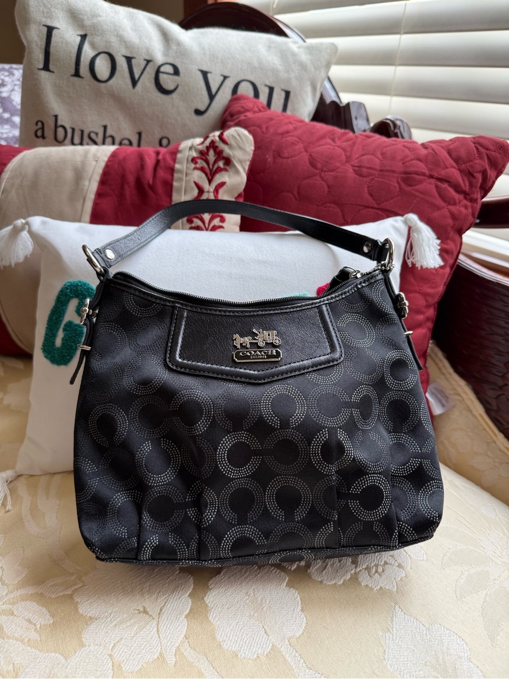 Coach Black Signature Jacquard Shoulder Bag